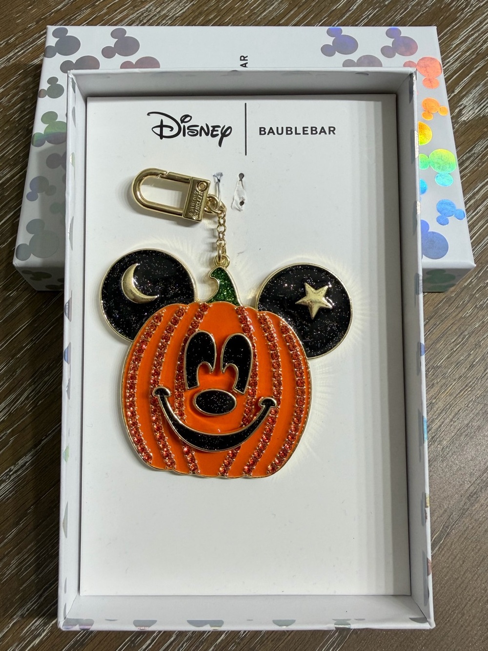 Disney x BaubleBar Mickey Pumpkin Halloween Bag Charm NIB